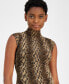 ფოტო #3 პროდუქტის MICHAEL Women's Snake-Print Funnel-Neck Top