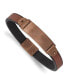 Фото #1 товара Stainless Steel Brushed Brown IP-plated Leather ID Bracelet