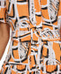 ფოტო #5 პროდუქტის Women's Printed Belted A-Line Dress