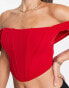 Jaded Rose Tall drape sleeve corset top in red