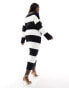 4th & Reckless Plus exclusive knitted maxi skirt co-ord in black and white stripe