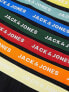 Jack & Jones 7 pack trunks in black with multi colour waistband