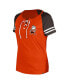 ფოტო #2 პროდუქტის Women's Orange Cleveland Browns Throwback Lace-Up Raglan T-Shirt