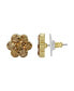 ფოტო #1 პროდუქტის Light Brown Crystal Flower Button Earrings