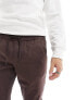 ASOS DESIGN pull on chino in dark brown with elasticated waist