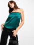 Фото #1 товара River Island satin bandeau top in emerald green