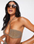 South Beach – Mix & Match – Triangel-Bikinioberteil in Metallic-Gold mit Neckholder-Träger