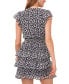 Фото #4 товара Petite Printed Chiffon Ruffle-Trimmed V-Neck Dress