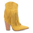 Dingo Crazy Train Fringe Embroidery Snip Toe Cowboy Booties Womens Yellow Casual