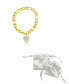 ფოტო #2 პროდუქტის Tarnish Resistant 14K Gold-Plated Stainless Steel Figaro Bracelet with Crystal Halo Mother-of-Pearl Heart