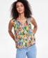 ფოტო #1 პროდუქტის Women's Floral-Print Ruffled Top, Created for Macy's