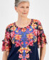 Women's Short-Sleeve Printed Ruffled-Cuff Top, Created for Macy's