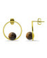 ფოტო #4 პროდუქტის 14K Gold Plated Multi Genuine Stone Circle Stud Earrings