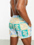 Bershka tapestry multicolour swimshort in blue