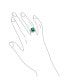 7CT Cubic Zirconia CZ Pave Rectangle Green Simulated Emerald Cut Statement Fashion Ring For Women Rhodium Plated Brass