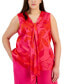 Plus Size Bow-Neck Sleeveless Blouse Hot Pink/Tomato, 1X - фото #1