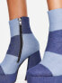 Lamoda 90s denim patchwork heeled boots in blue