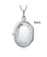 Etched Leaf Scroll Holds Two Memory Photo Picture Oval Locket For Women .925 Sterling Silver Pendant Necklace
