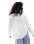 & Other Stories long sleeve relaxed blouse with v neck double ruffle detail in white