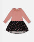 ფოტო #1 პროდუქტის Big Girls Bi-Material Dress With Eyelet Collar Light Pink Printed Flowers