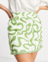 Urban Revivo mini skirt with fringe detail in green grün, XS - EU 34 - фото #1