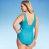 Women's Medium Coverage Wide Shoulder V-Neck One Piece Swimsuit - Kona Sol Blue