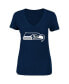ფოტო #3 პროდუქტის Women's Jamal Adams College Navy Seattle Seahawks Plus Size Player Name and Number V-Neck T-shirt