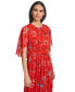 Women's Floral-Print Draped-Sleeve Dress