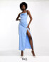 Фото #1 товара In The Style Tall exclusive satin cowl neck tie back maxi dress in blue