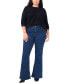 ფოტო #3 პროდუქტის Plus Size Ribbed-Front Crewneck Sweater