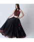 ფოტო #1 პროდუქტის Women's Full Flare Palazzo Pants with Hand Embroidered Halter Crop Top