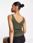 Фото #2 товара JDY v neck knitted vest top in khaki