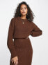 ASOS DESIGN co-ord jumper with tie back detail in brown