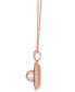 ფოტო #2 პროდუქტის Strawberry Pearl (7mm) & Diamond (7/8 ct. t.w.) Double Halo 18" Pendant Necklace in 14k Rose Gold