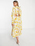 Y.A.S exclusive midi dress with cut outs and ring detail in floral print