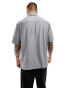 ONLY & SONS oversized plisse polo in grey Kalkstein, 2XL - фото #4