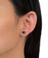 ფოტო #2 პროდუქტის Black Pave Crystal Dog Paw Stud Earrings set in Sterling Silver
