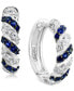 ფოტო #1 პროდუქტის EFFY® Sapphire (1/2 ct. t.w.) & White Sapphire (3/4 ct. t.w.) Small Hoop Earrings in Sterling Silver, 0.72"