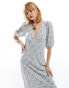 Фото #2 товара Glamorous v neck maxi tea dress white blue ditsy