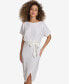 ფოტო #3 პროდუქტის Women's Sequined Mesh Dolman-Sleeve Belted Dress