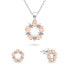 Delicate bicolor jewelry set with zircons SET239WR (earrings, necklace)