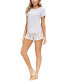 ფოტო #5 პროდუქტის Women's Tee with Ruffle Short Loungewear Set