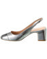 Фото #2 товара Stuart Weitzman Milla 55 Leather Slingback Pump Women's Metallic 8.5