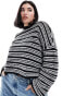 Фото #2 товара ASOS DESIGN Curve cropped crew neck stitch jumper in stripe