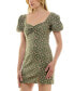 ფოტო #3 პროდუქტის Juniors' Floral-Print Twist-Front Bodycon Dress