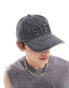 ASOS DESIGN distressed cap with embroidery in grey