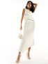 Фото #1 товара Forever New ruched satin co-ord midi skirt in butter bean ivory