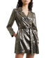 Фото #1 товара Women's Metallic Long-Sleeve Wrap Dress