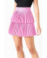 Фото #2 товара Women's Shiny Pu Pleated Mini Skirt
