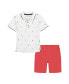 ფოტო #1 პროდუქტის Little Boys Printed Pique Polo Shirt and Prewashed Twill Shorts, 2 Pc Set